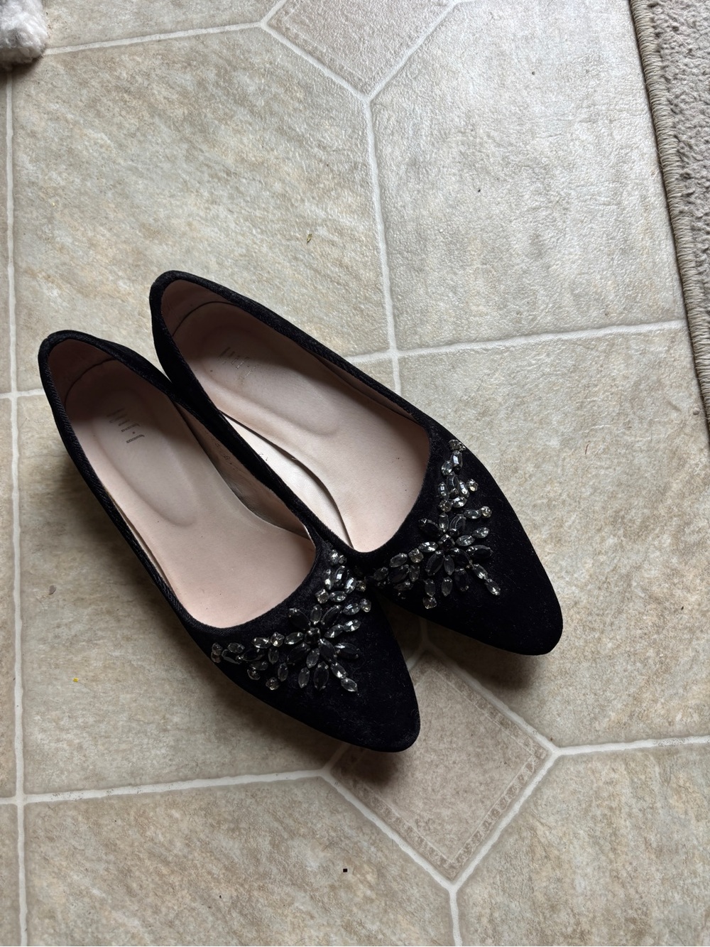 J. Jill Beaded Black Pointed Toe Flats